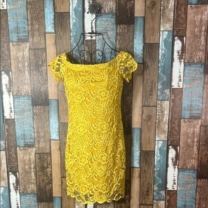 Ambiance Sunny Yellow Lace Mini Dress